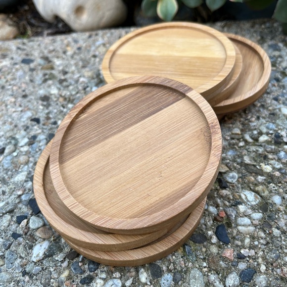 Natural Wood Round Coasters Set of 7 - Picture 6 of 10
